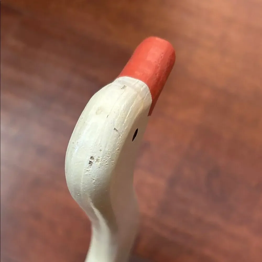 Vintage Handcrafted Wooden Duck Figurine Mounted on a Wooden Box